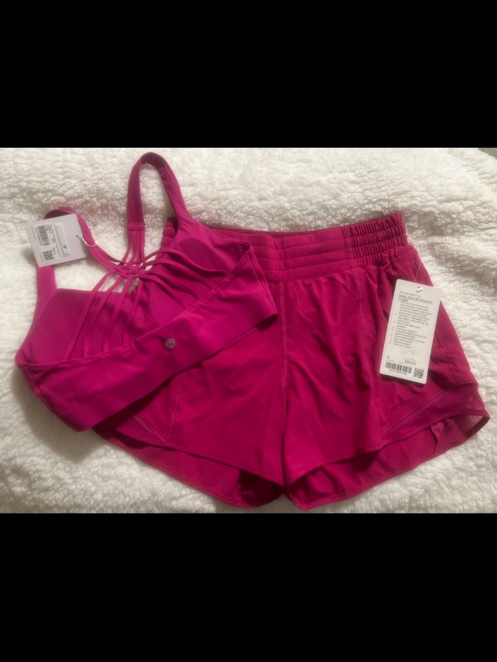 lululemon Hotty Hot Shorts & Strappy Bra set in Pink Flare